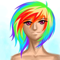 Size: 896x892 | Tagged: safe, artist:tao-mell, rainbow dash, human, g4, female, humanized, solo