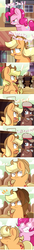 Size: 500x3646 | Tagged: safe, artist:php56, applejack, pinkie pie, g4, the last roundup, ..., chibi, comic, glowing eyes, pinkie promise, taxi, this will end in tears and/or death, x eyes