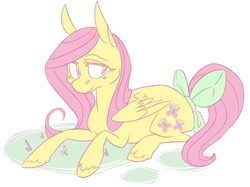 Size: 905x678 | Tagged: safe, artist:princeowl, fluttershy, g4, female, solo, tail bow, unshorn fetlocks