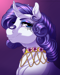 Size: 769x961 | Tagged: safe, artist:kittehkatbar, rarity, g4, female, jewelry, necklace, portrait, solo