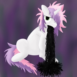 Size: 2160x2160 | Tagged: safe, artist:sharkiity, sweetie belle, pony, unicorn, g4, female, filly, looking at you, messy mane, no catchlights, sitting, solo, vomit, vomiting