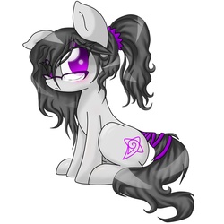 Size: 2000x2000 | Tagged: safe, artist:burnoid096, oc, oc only, oc:scarlett, pony, glasses, ponytail, simple background, sitting, solo