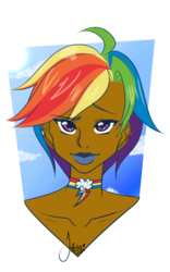 Size: 548x881 | Tagged: safe, artist:jazzie-simone, rainbow dash, human, g4, dark skin, female, humanized, solo