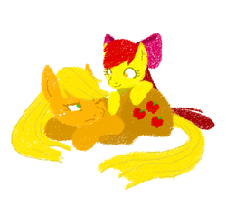 Size: 562x512 | Tagged: safe, artist:grim-tales, apple bloom, applejack, g4, simple background, white background