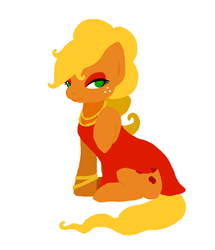 Size: 612x712 | Tagged: safe, artist:grim-tales, applejack, g4, alternate hairstyle, anarchy panty, applejewel, clothes, crossover, female, hilarious in hindsight, looking at you, panty and stocking with garterbelt, pantyjack, raised hoof, simple background, sitting, solo