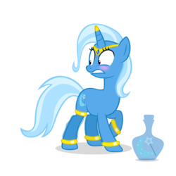 Size: 2500x2500 | Tagged: safe, artist:navitaserussirus, trixie, genie, pony, unicorn, g4, blushing, bottle, female, geniefied, mare, simple background, solo, transparent background, vector
