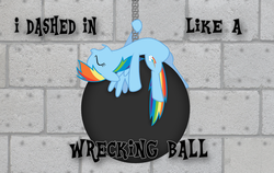 Size: 1266x800 | Tagged: safe, artist:flare-chaser, artist:parclytaxel, rainbow dash, g4, female, miley cyrus, solo, wrecking ball