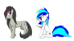 Size: 900x498 | Tagged: safe, artist:playfulpossum, dj pon-3, octavia melody, vinyl scratch, g4, alternate hairstyle