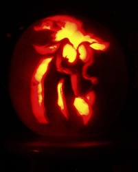 Size: 1351x1682 | Tagged: safe, artist:amandataylor, discord, g4, carving, halloween, holiday, jack-o-lantern, pumpkin