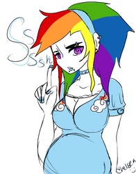 Size: 2200x2800 | Tagged: safe, artist:jviorphine, rainbow dash, human, g4, breasts, busty rainbow dash, female, humanized, pregnant