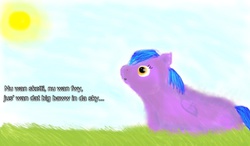 Size: 960x560 | Tagged: safe, artist:waggytail, fluffy pony, fluffy pony original art, poem, solo, sun, text