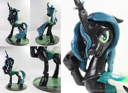 Size: 900x650 | Tagged: safe, artist:dustysculptures, queen chrysalis, changeling, changeling queen, g4, female, sculpture, solo