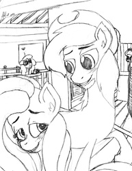 Size: 2550x3300 | Tagged: safe, artist:andythelazysheep, fluttershy, g4, monochrome, saloon