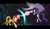 Size: 3500x2000 | Tagged: safe, artist:sevenada, sunset shimmer, twilight sparkle, alicorn, pony, unicorn, g4, duo, female, fight, glowing eyes, magic, mare, twilight sparkle (alicorn)