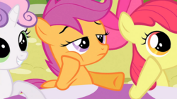 Size: 720x405 | Tagged: safe, screencap, apple bloom, scootaloo, sweetie belle, g4, cutie mark crusaders