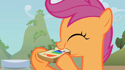 Size: 800x450 | Tagged: safe, screencap, scootaloo, g4, female, solo, zap apple jam