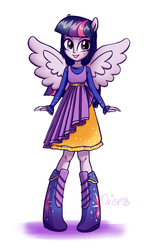 Size: 661x1069 | Tagged: safe, artist:lisaorise, twilight sparkle, equestria girls, g4, clothes, dress, female, ponied up, solo