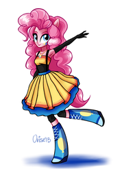 Size: 707x1011 | Tagged: dead source, safe, artist:lisaorise, pinkie pie, equestria girls, g4, clothes, dress, female, humanized, ponied up, solo