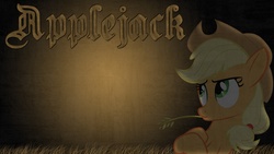 Size: 1920x1080 | Tagged: safe, artist:ember-blitz, applejack, g4, female, solo, straw, wallpaper