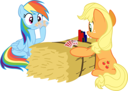 Size: 15000x10739 | Tagged: safe, artist:richhap, applejack, rainbow dash, earth pony, pegasus, pony, g4, absurd resolution, female, mare, poker, simple background, transparent background, vector