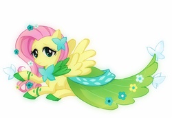 Size: 800x550 | Tagged: safe, artist:lyra-kotto, fluttershy, g4, clothes, dress, female, gala dress, solo