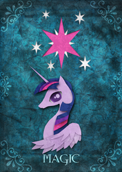 Size: 849x1200 | Tagged: safe, artist:emjustem, twilight sparkle, alicorn, pony, g4, cutie mark, female, mare, portrait, poster, solo, twilight sparkle (alicorn)