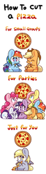 Size: 500x1900 | Tagged: safe, artist:php56, applejack, derpy hooves, fluttershy, pinkie pie, rainbow dash, rarity, twilight sparkle, pegasus, pony, g4, chibi, comic, eating, female, food, mane six, mare, meat, parody, pepperoni, pepperoni pizza, pizza, this will end in colic