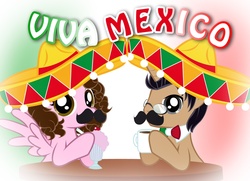 Size: 1236x894 | Tagged: safe, artist:shinta-girl, oc, oc only, oc:shinta pony, mexico, moustache, sombrero