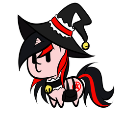 Size: 997x1000 | Tagged: artist needed, safe, oc, oc only, bells, chibi, hat, solo, witch, witch hat