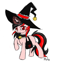 Size: 423x458 | Tagged: safe, artist:pluto manson, oc, oc only, oc:pluto, 4koma, comic, copy cat, hat, solo, style, witch, witch hat