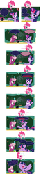 Size: 1254x5328 | Tagged: safe, artist:frist44, cheerilee, pinkie pie, twilight sparkle, alicorn, pony, g4, apple, blushing, chalk, chalkboard, cheerilee-s-chalkboard, comic, cute, embarrassed, eyes closed, fangs, female, floppy ears, fluffy, flustered, fourth wall, frown, grin, laughing, lesbian, levitation, magic, mare, messy mane, now kiss, open mouth, pointing, scrunchy face, ship:cheerilight, shipper on deck, shipping, shocked, speech bubble, spread wings, telekinesis, twilight sparkle (alicorn), wide eyes, wingboner, yelling