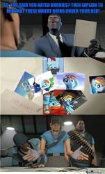 Size: 578x960 | Tagged: source needed, safe, rainbow dash, g4, caught, comic, heavy (tf2), image macro, scout (tf2), soldier, soldier (tf2), spy, spy (tf2), team fortress 2