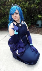 Size: 568x960 | Tagged: safe, artist:chiara scuro, princess luna, human, g4, ama-con, clothes, cosplay, evening gloves, irl, irl human, photo, solo