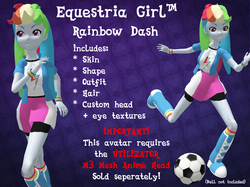 Size: 1602x1200 | Tagged: safe, rainbow dash, equestria girls, g4, avatar, football, second life