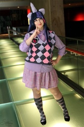 Size: 500x750 | Tagged: safe, artist:pockyprincessdarcy, twilight sparkle, human, g4, checkered socks, cosplay, irl, irl human, photo, solo