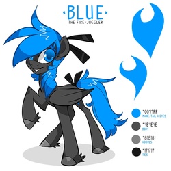 Size: 800x800 | Tagged: safe, artist:kilo, oc, oc only, oc:fire juggler blue, bow, solo, tail bow