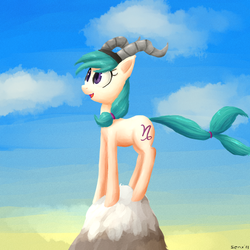 Size: 800x800 | Tagged: safe, artist:senx, capricorn (g4), earth pony, pony, g4, capricorn, female, mare, mountain, ponified, ponyscopes, solo, zodiac