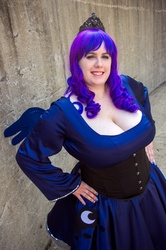 Size: 2848x4288 | Tagged: safe, artist:hotarutenshi, artist:sfliminality, princess luna, human, g4, 2013, anime central, bbw, cleavage, convention, cosplay, female, irl, irl human, photo, solo