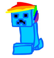 Size: 242x260 | Tagged: dead source, safe, artist:gelboyc, rainbow dash, g4, ambiguous gender, creeper, minecraft, solo, species swap