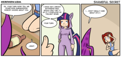 Size: 950x450 | Tagged: safe, artist:jopereira, twilight sparkle, human, g4, clothes, comic, cosplay, costume, female, gta v, nerf now, spin the bottle, team fortress 2, tentacles, truth or dare, webcomic