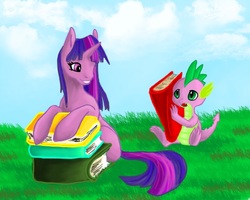 Size: 665x531 | Tagged: safe, artist:la-gato-negro, spike, twilight sparkle, g4, book