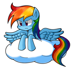 Size: 735x675 | Tagged: safe, artist:kurus22, rainbow dash, g4, angry, cloud, female, pixiv, solo