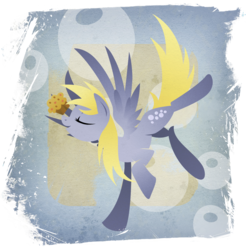 Size: 901x916 | Tagged: safe, artist:rariedash, derpy hooves, pegasus, pony, g4, cutie mark, cutie mark background, eyes closed, female, hooves, lineless, mare, muffin, solo, spread wings, wings
