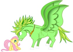 Size: 1024x739 | Tagged: safe, fluttershy, g4, broly, crossover, dragon ball, dragon ball z, ponified, scared, terrified, this will end in tears, vic mignogna