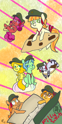 Size: 500x1000 | Tagged: dead source, safe, artist:mt, tag-a-long, oc, oc:berry munch, oc:do-si-do, oc:dulce deleche, oc:samoa, oc:savannah smile, oc:trefoil, g4, cookie, filly, filly guides, food, micro