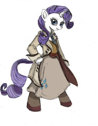 Size: 1700x2186 | Tagged: safe, artist:thelivingshadow, rarity, pony, unicorn, semi-anthro, g4, bipedal, clothes, female, hand on hip, horn, mare, solo