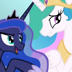 Size: 4000x4000 | Tagged: safe, artist:selenophile, princess celestia, princess luna, g4, absurd resolution, vector