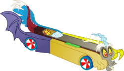 Size: 3337x1903 | Tagged: safe, artist:vector-brony, discord, original species, g4, car, male, simple background, solo, transparent background, vector, wat, what has science done