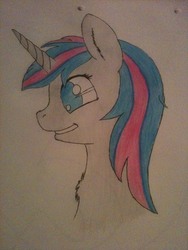 Size: 720x960 | Tagged: safe, artist:imshysoihide, oc, oc only, oc:knoeki, pony, unicorn, female, portrait, solo, traditional art