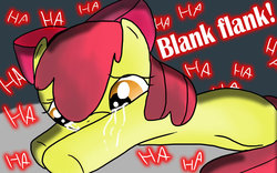 Size: 1131x707 | Tagged: safe, artist:chiaracm, apple bloom, g4, bullying, crying, disembodied thoughts, female, sad, solo